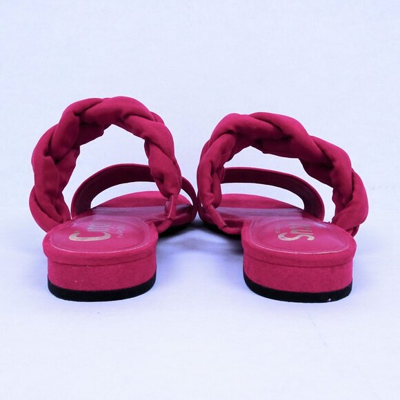 Sam Edelman Braided Magenta Pink Flat Sandals Slide Shoes 8.5 Faux Suede Comfort - Picture 7 of 8